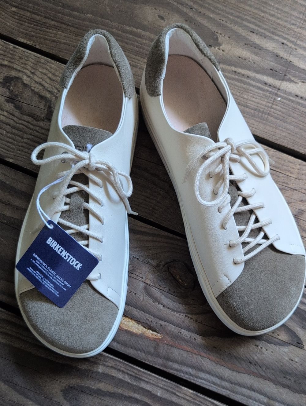 Birkenstock Bend Low Men’s Cream & Taupe Lace-Up Sneakers EU 45/US 12